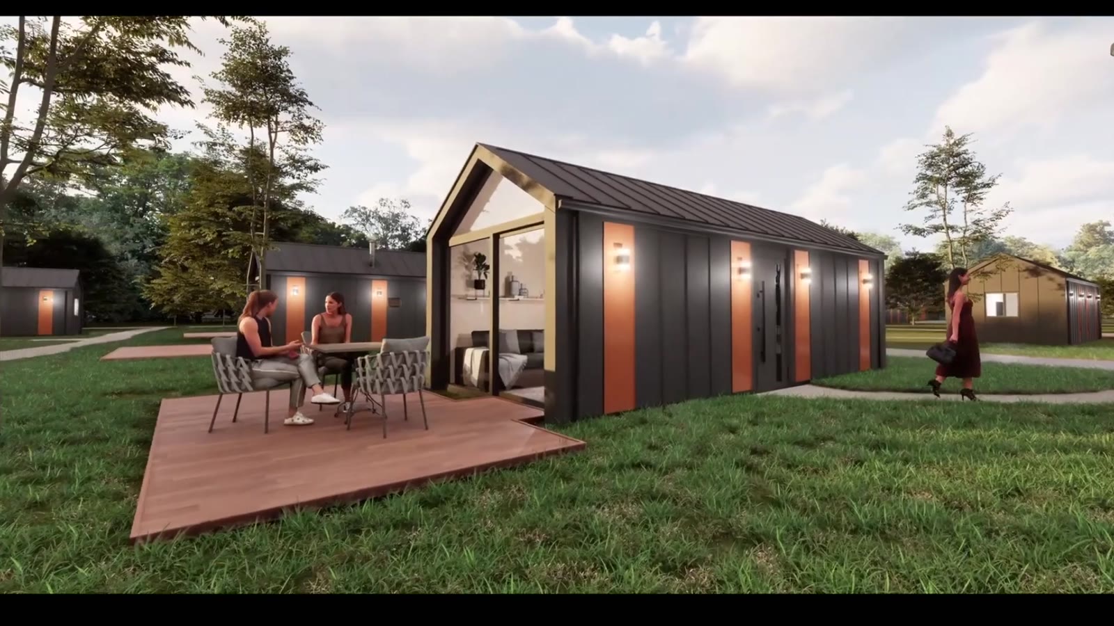 Visualisierung eines mobilen Tiny-House-Standorts